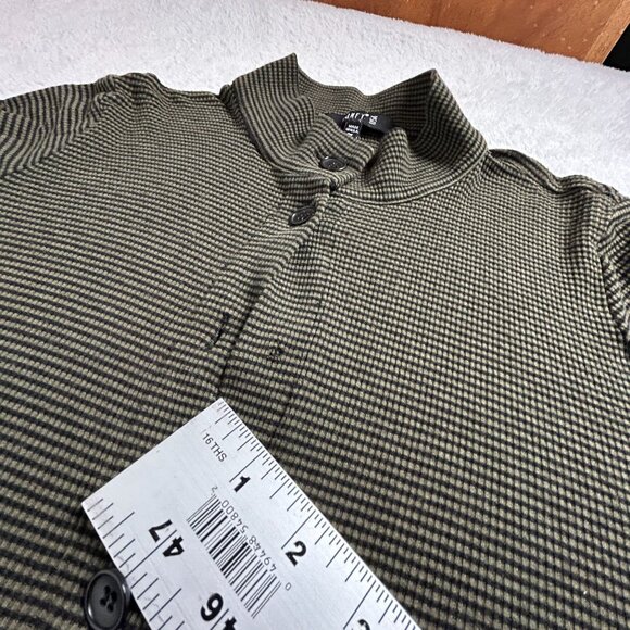 Comfy USA Womens Green & Black Striped Long Sleeve Button Front Shirt Top Medium - Picture 5 of 8